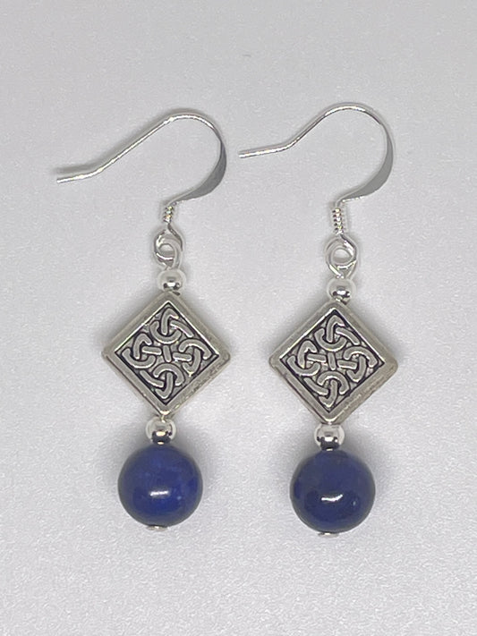 Decorative Earrings with Lapis Lazuli