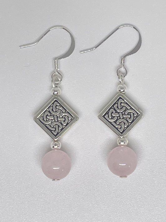 Decorative Rose Quartz Earrings