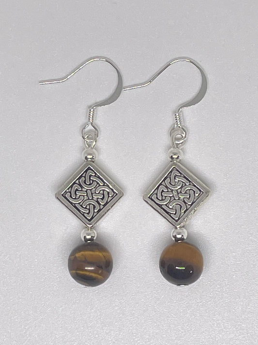 Decorative Tigers Eye Earrings