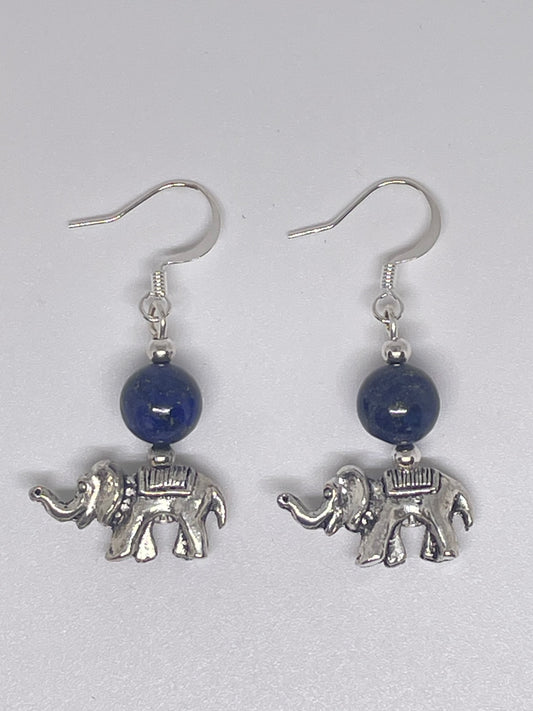 Elephant Earrings with Lapis Lazuli