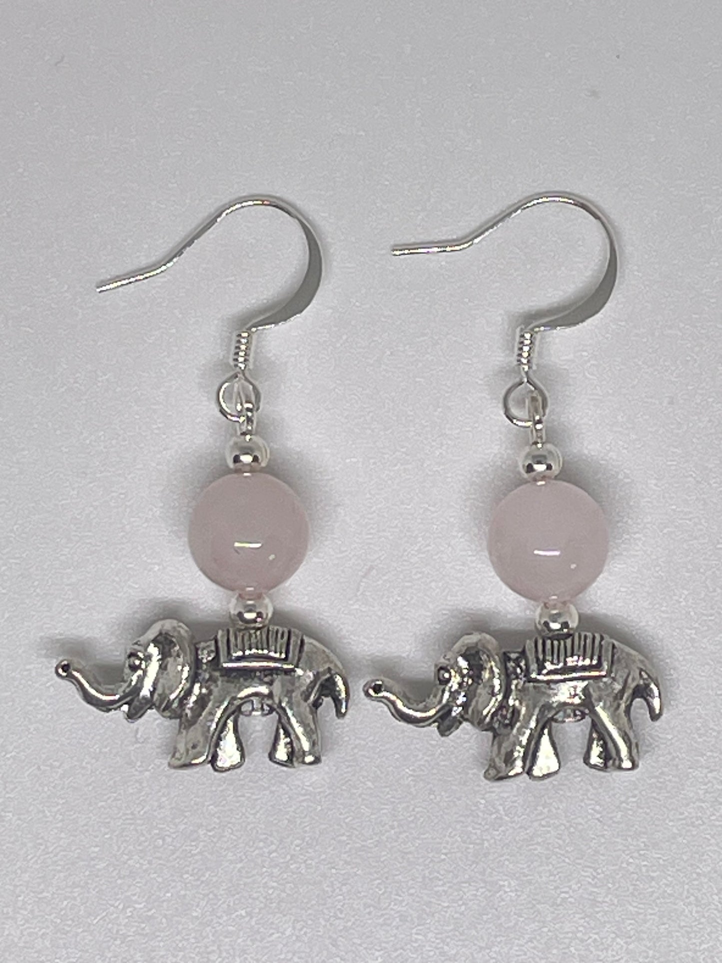 Elelphant Earrings with Rose Quartz