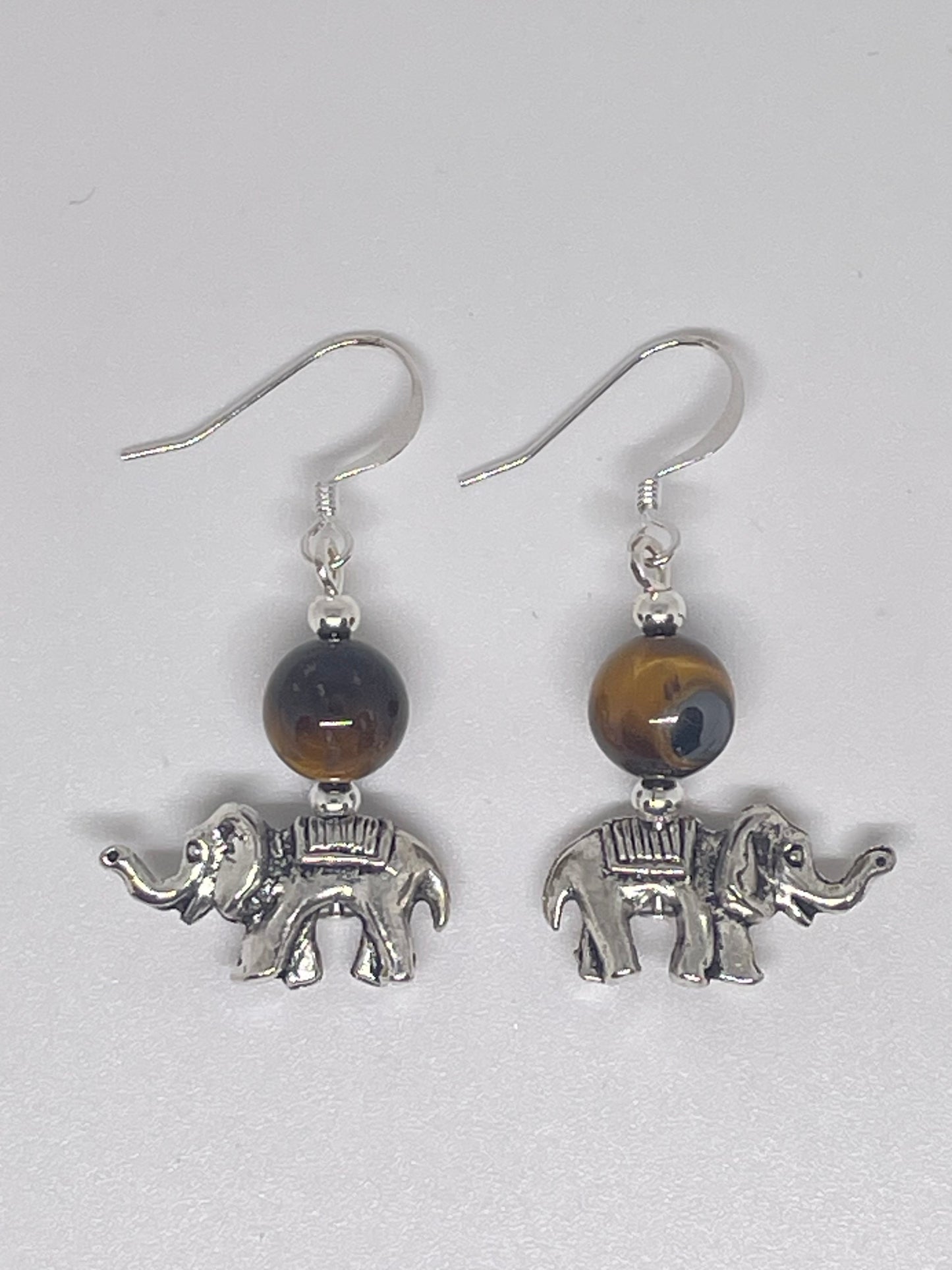 Elephant Earrings with Tigers Eye