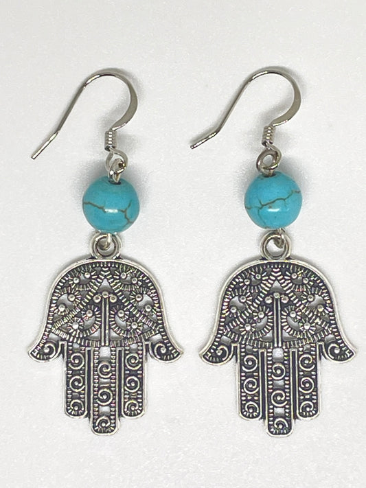 Fatima's Hand and Turquoise Earrings