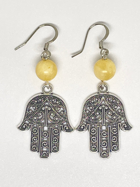 Fatima's Hand and Yellow Topaz Earrings