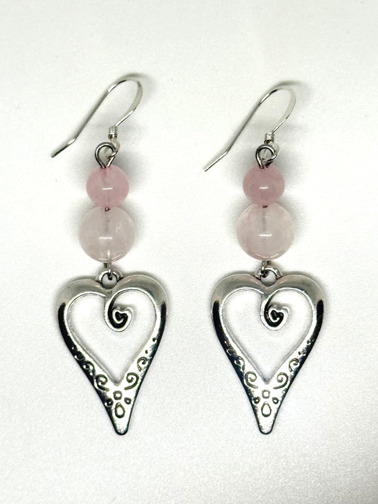 Rose Quartz Heart Earrings