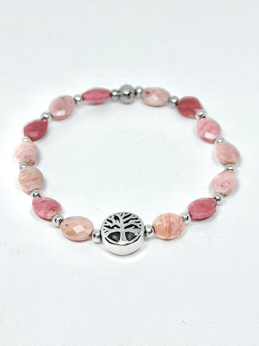 Natural Stone & Stainless Steel Beaded Bracelet