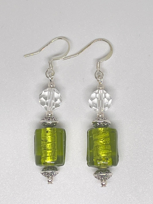 Repurposed Foil Glass Bead Earrings