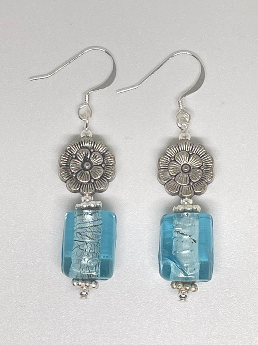 Repurposed Foil Glass Bead Earrings