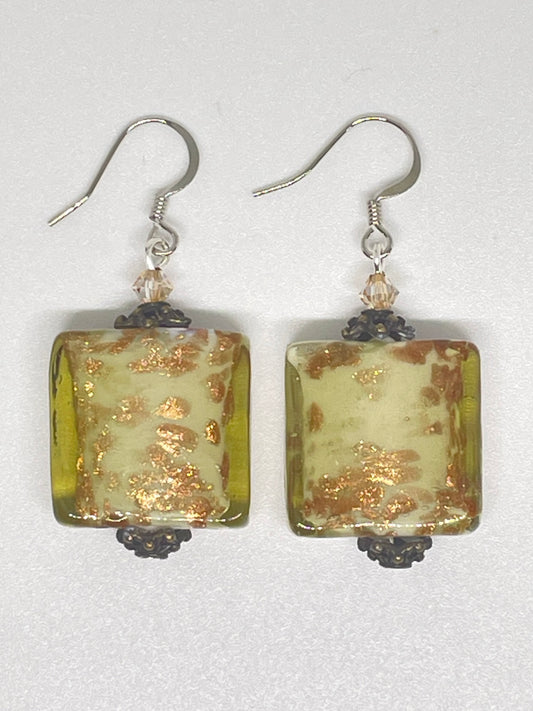 Repurposed Foil Glass Bead Earrings