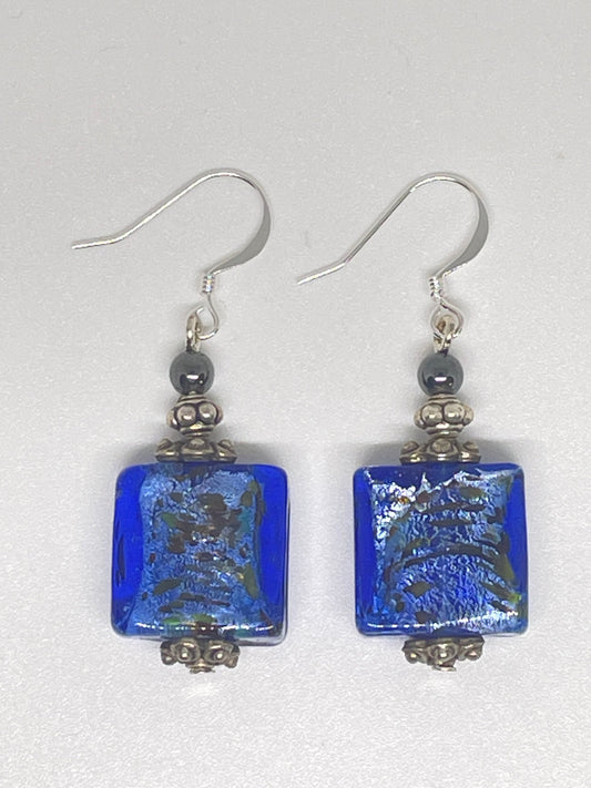 Repurposed Foil Glass Bead Earrings