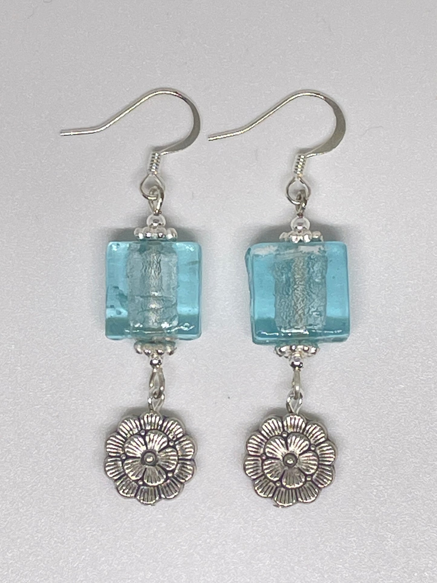Repurposed Foil Glass Bead Earrings