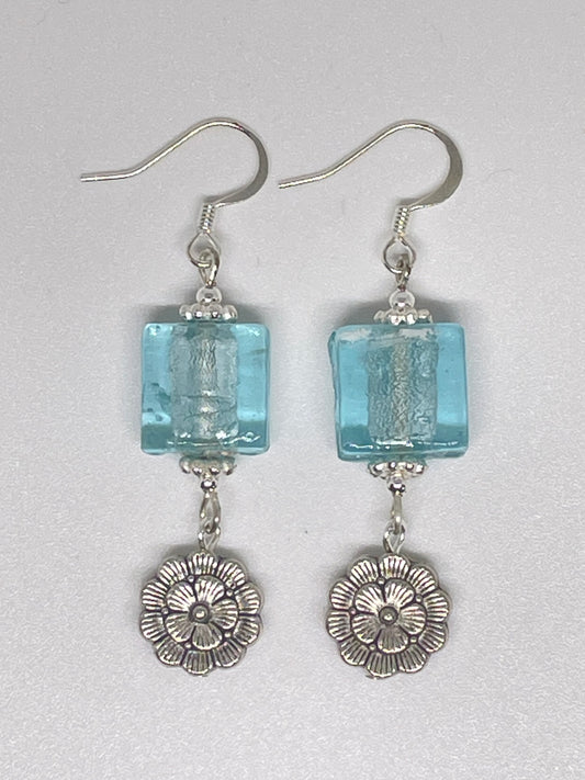 Repurposed Foil Glass Bead Earrings