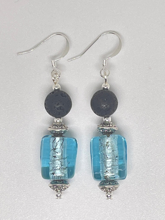 Repurposed Foil Glass Bead Earrings