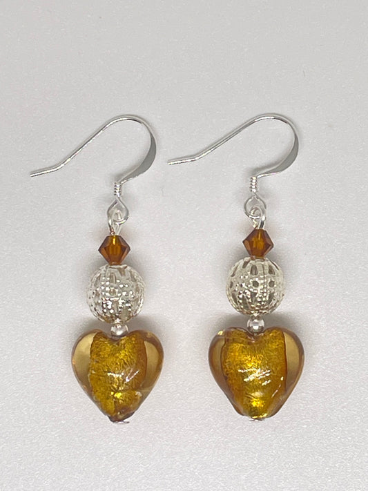 Repurposed Foil Glass Bead Earrings