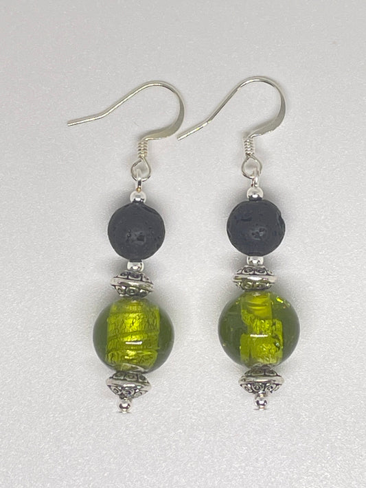 Repurposed Foil Glass Bead Earrings
