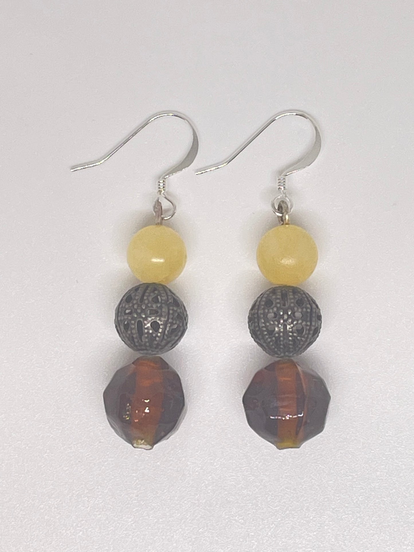 Repurposed Brown Glass Bead Earrings
