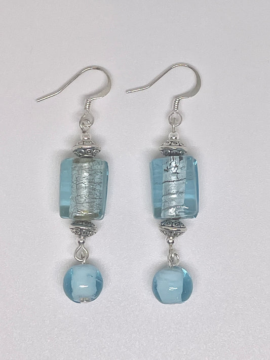 Repurposed Foil Glass Bead Earrings