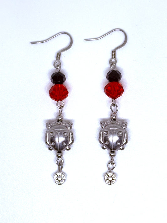 Glass Beaded Ladybird Earrings